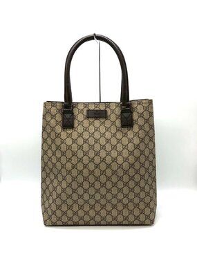 Gucci GG Supreme Tote Leather Beige Brown